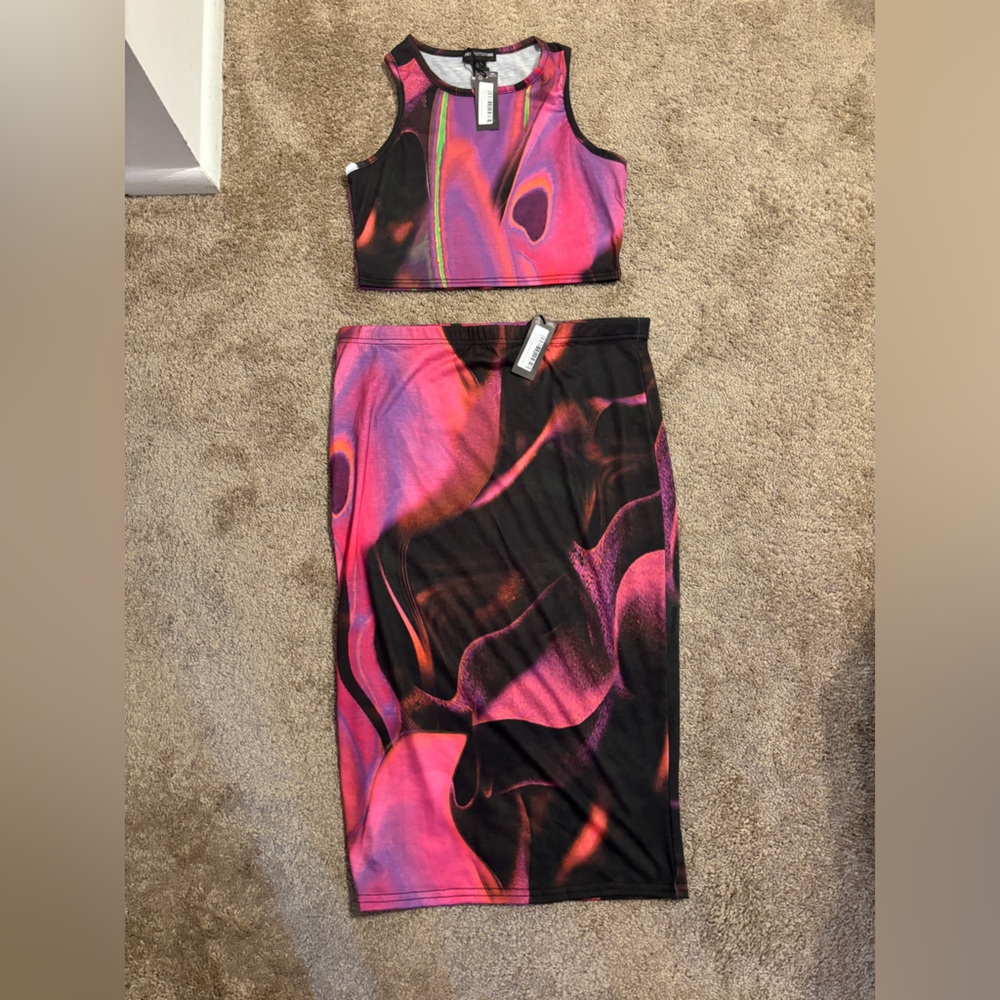NWT PLT Shape Pink Abstract Skirt Set Sz 8 & 10!